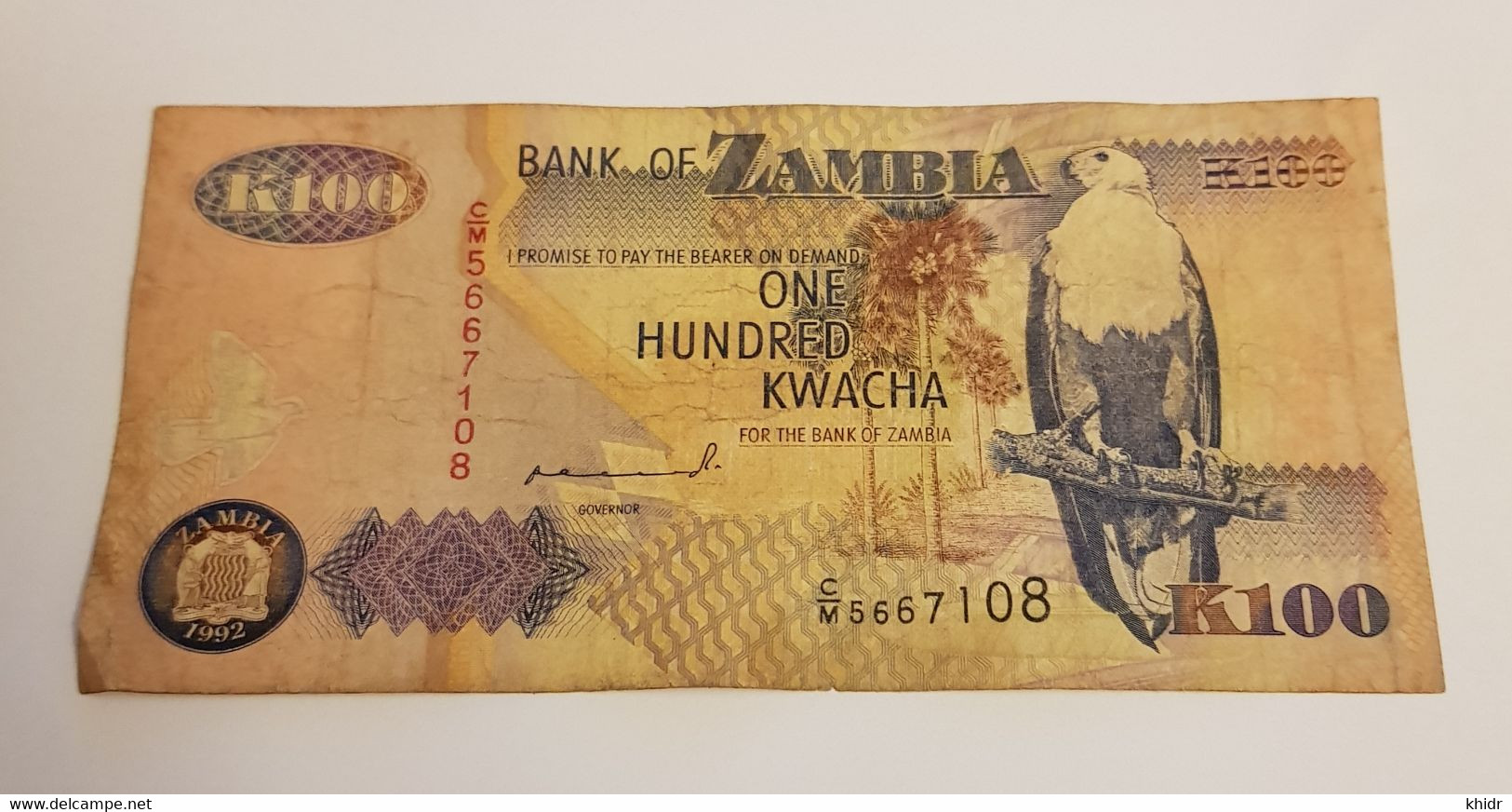 K100 BANK OF ZAMBIA /B/ 1992 / N 108 P# 38 - Zambie