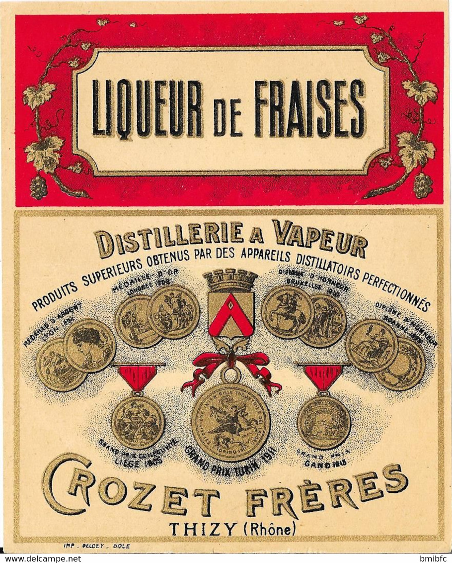 Liqueur De Fraises  - Distillerie à Vapeur - CROZET Frères - THIZY (Rhône) - Other & Unclassified