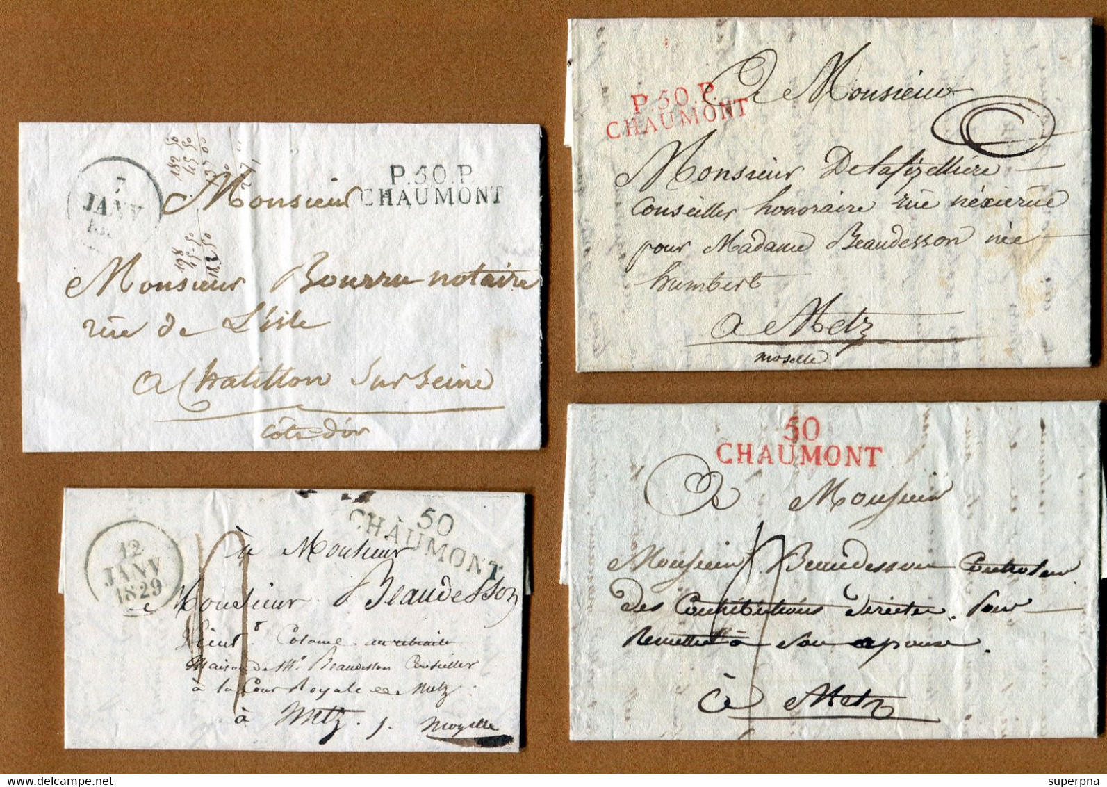 CHAUMONT  (52) : LOT DE 4 MARQUES POSTALES - 1801-1848: Precursors XIX