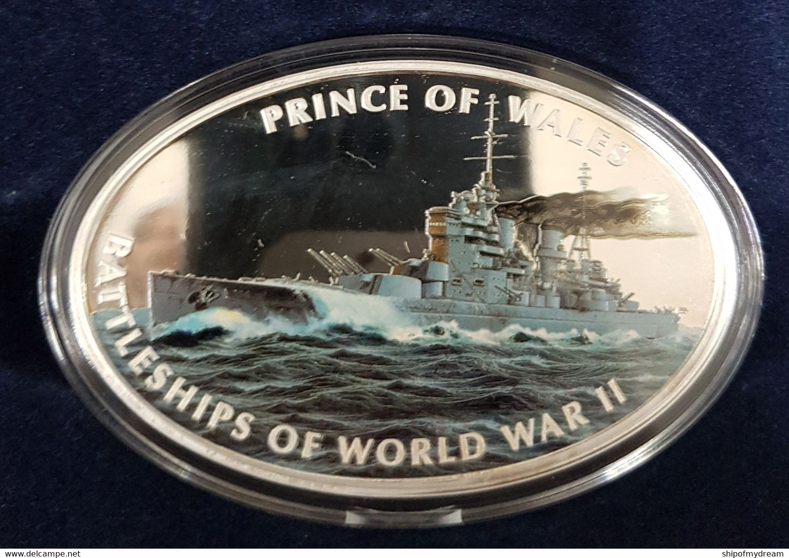 Tokelau 1$ 2013 "Battleships Of World War II" - Prince Of Wales. Proof. 2oz. Oval 70x45 Mm. Very Scarce. Mintage = 3000. - Other - Oceania