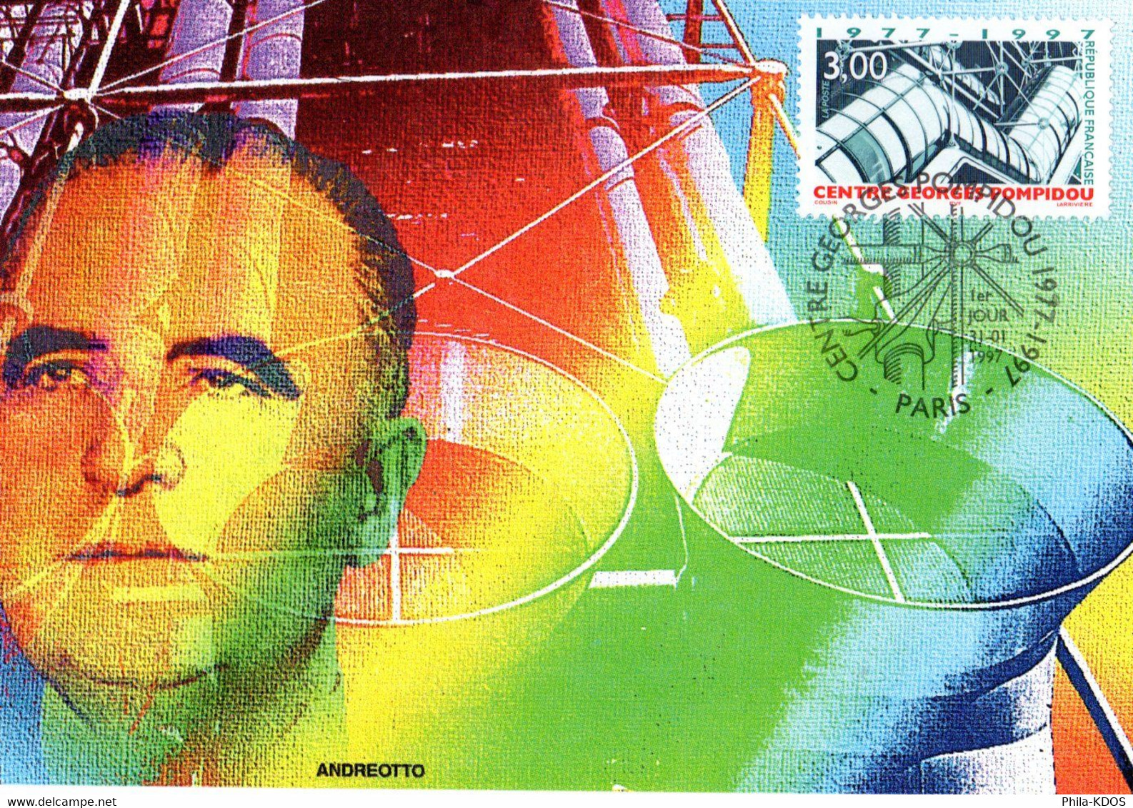 &#128509 " CENTRE GEORGES POMPIDOU " Sur Carte Maximum De 1997. N° YT 3044. Parfait état. CM - Monumenti