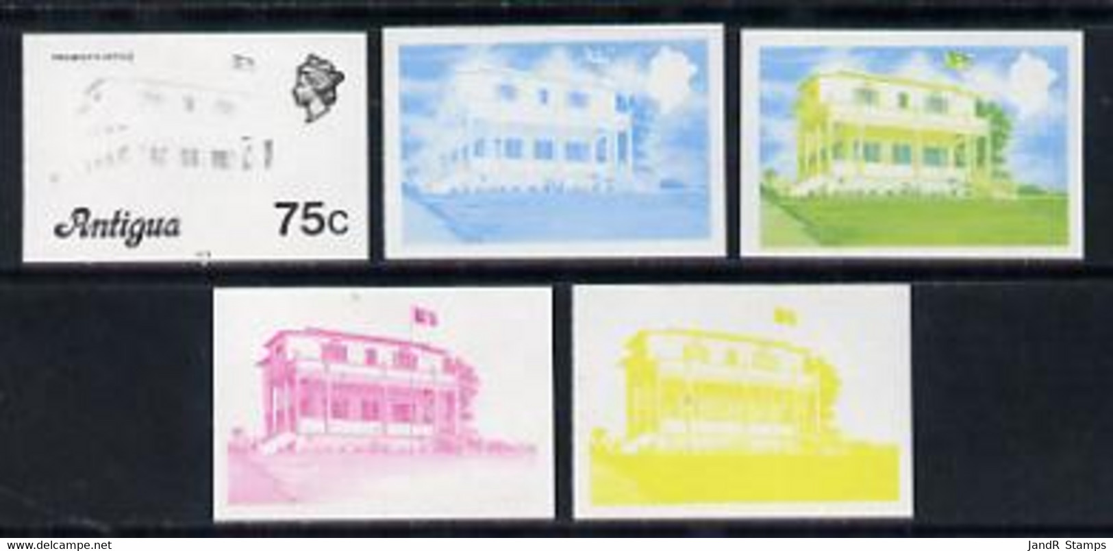 Antigua 1976 Premier's Office 75c (with Imprint) Set Of 5 Imperf Progressive Colour Proofs (as SG 482B) U/m - Sonstige & Ohne Zuordnung