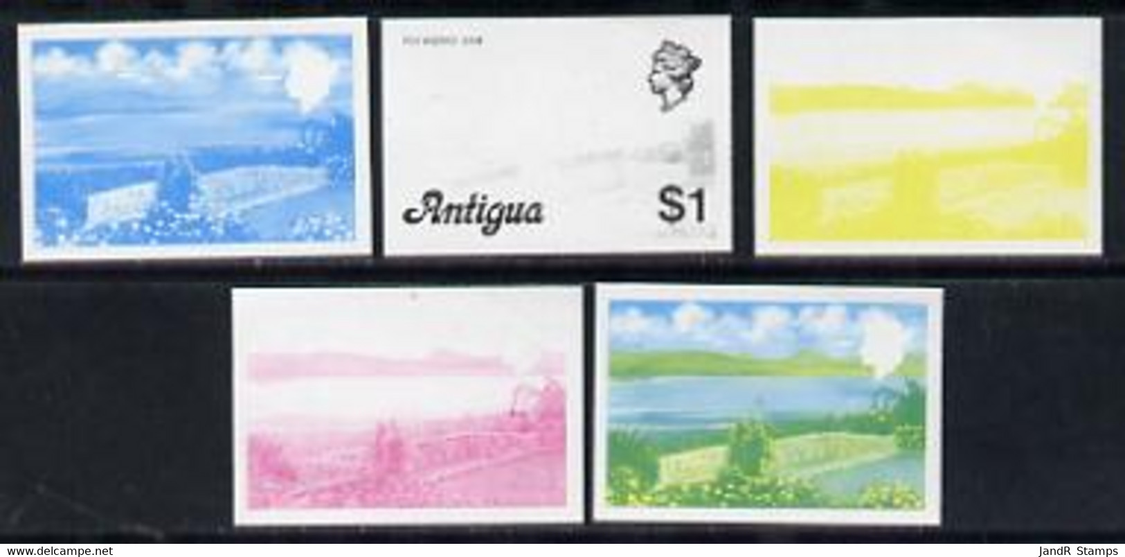 Antigua 1976 Potworks Dam $1 (without Imprint) Set Of 5 Imperf Progressive Colour Proofs U/m (as SG 483A) - Otros & Sin Clasificación