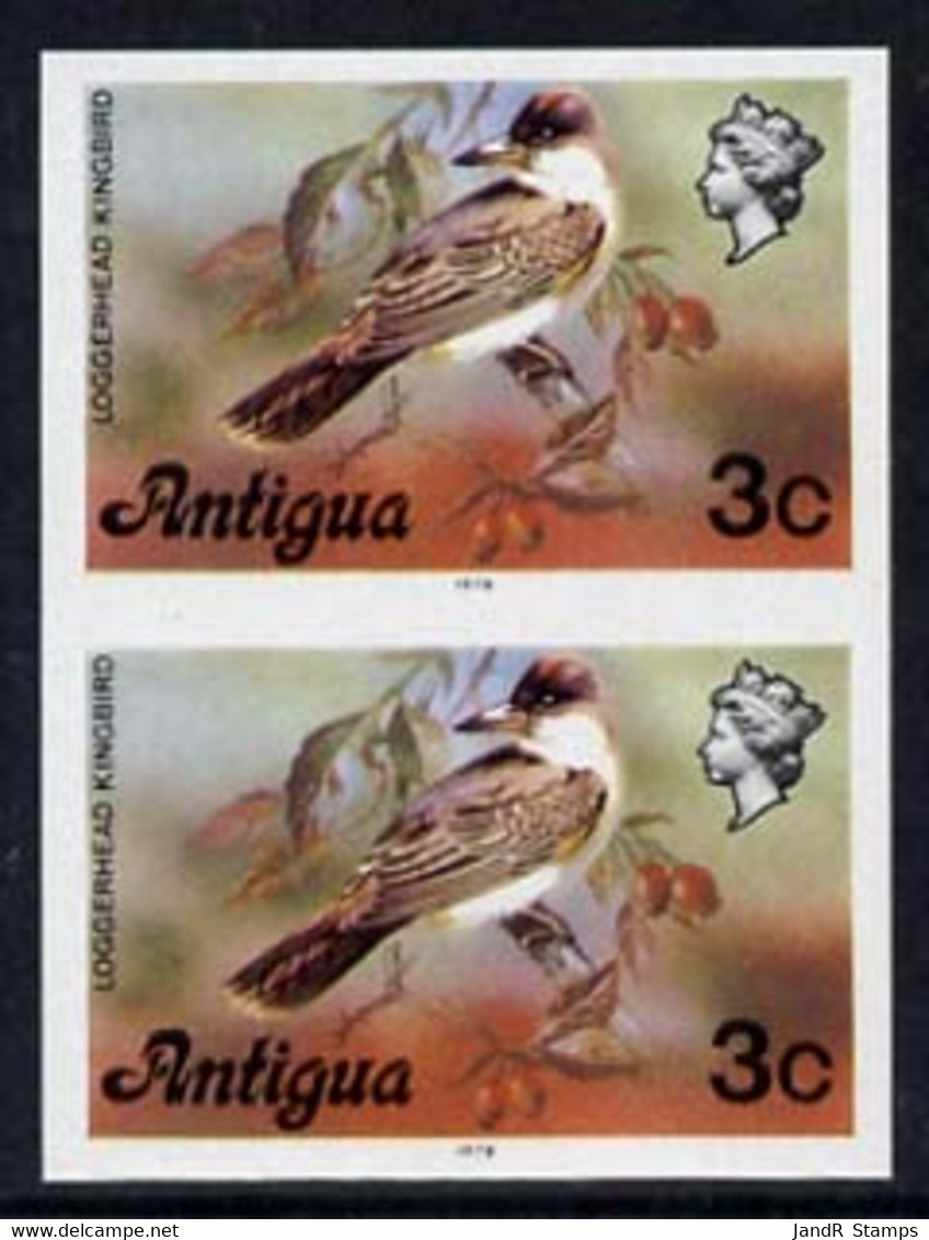 Antigua 1976 Loggerhead Kingbird 3c (with Imprint) U/m Imperforate Pair (as SG 472B) - Other & Unclassified