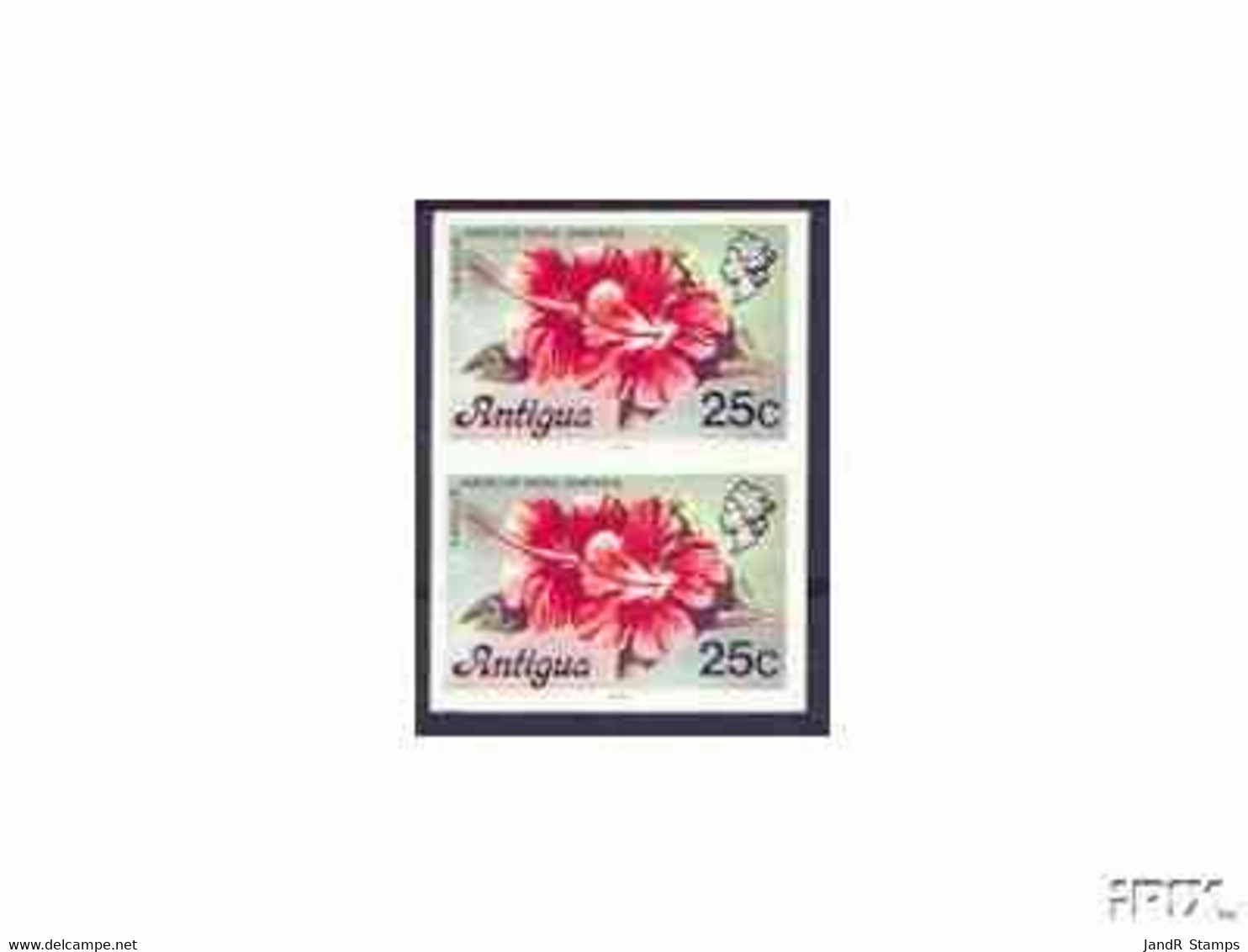 Antigua 1976 Hibiscus 25c (with Imprint) U/m Imperforate Pair (as SG 479B) - Andere & Zonder Classificatie