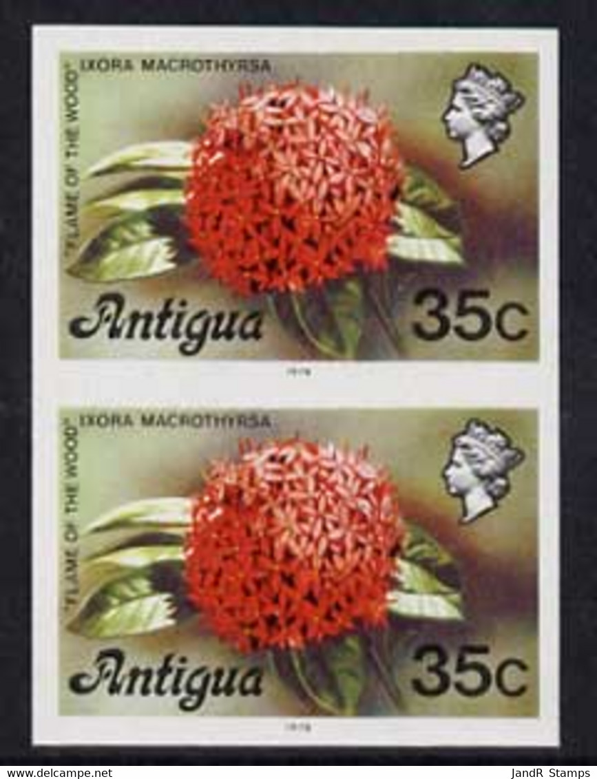 Antigua 1976 Flames Of The Wood 35c (with Imprint) U/m Imperforate Pair (as SG 480B) - Andere & Zonder Classificatie