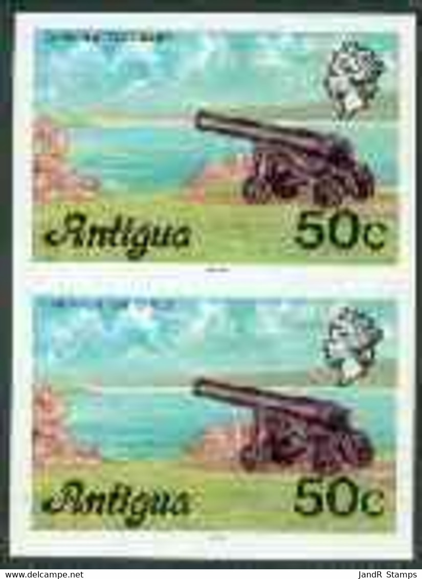 Antigua 1976 Cannon 50c (with Imprint) U/m Imperforate Pair (as SG 481B) - Andere & Zonder Classificatie