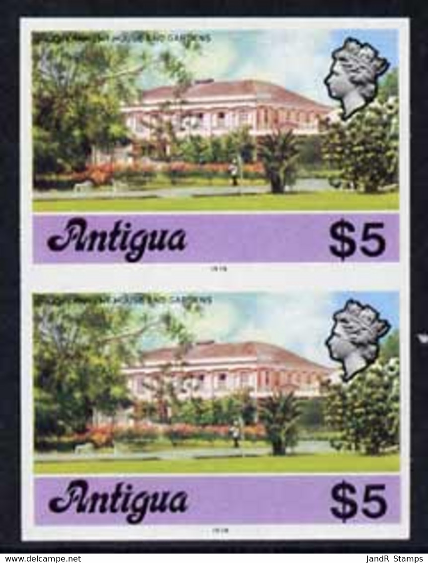 Antigua 1976 Government House $5 (with Imprint) U/m Imperforate Pair (as SG 485B) - Otros & Sin Clasificación