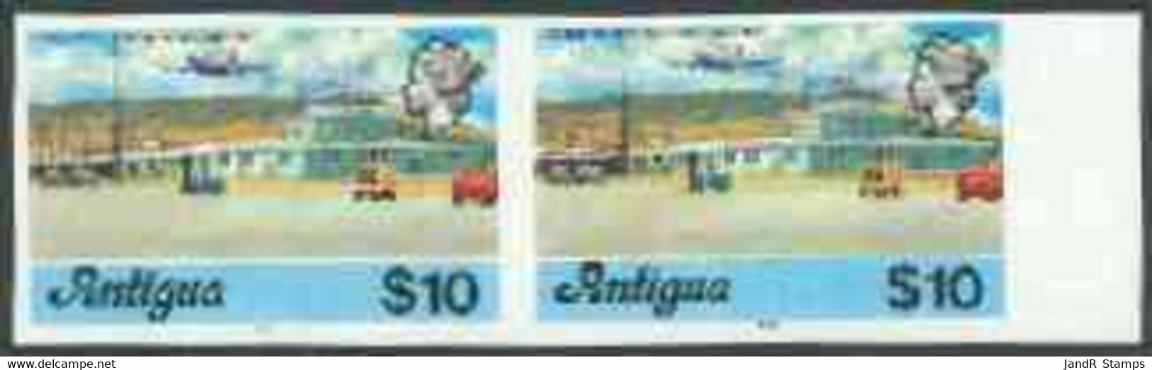 Antigua 1976 Coolidge Airport $10 (with Imprint) U/m Imperforate Pair (as SG 486B) - Andere & Zonder Classificatie