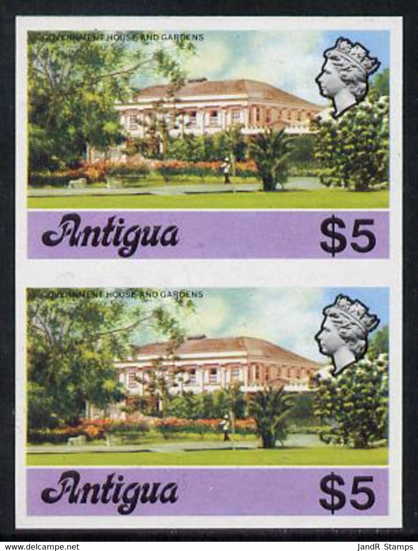 Antigua 1976 Government House $5 (without Imprint) U/m Imperforate Pair (as SG 485A) - Autres & Non Classés