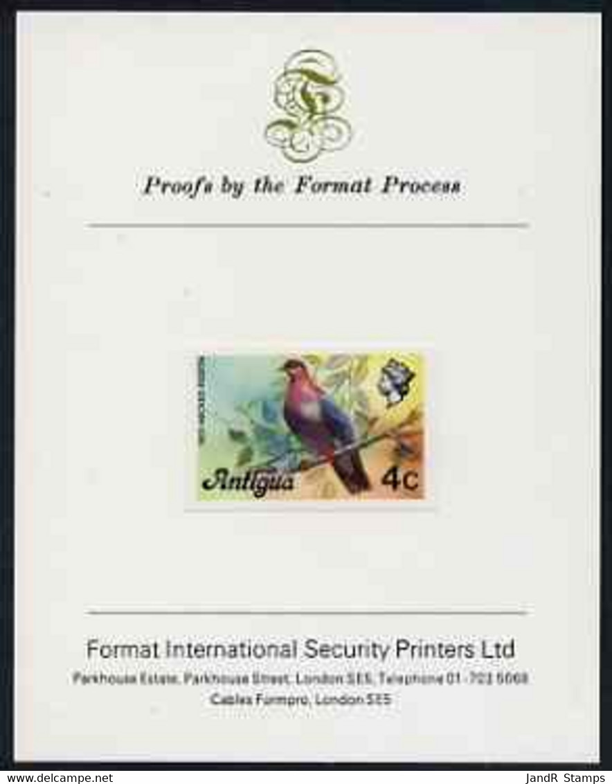 Antigua 1976 Red-necked Pigeon 4c (without Imprint) Imperf Proof Mounted On Format International Proof Card - Other & Unclassified