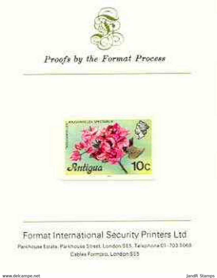 Antigua 1976 Bougainvillea 10c (with Imprint) Imperf Proof Mounted On Format International Proof Card - Sonstige & Ohne Zuordnung