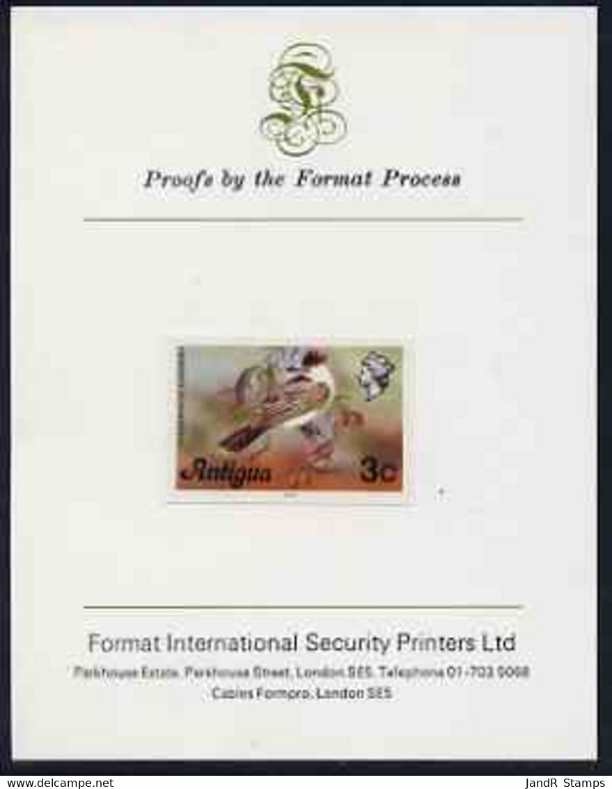 Antigua 1976 Loggerhead Kingbird 3c (with Imprint) Imperf Proof On Format International Proof Card (as SG 472B) - Autres & Non Classés