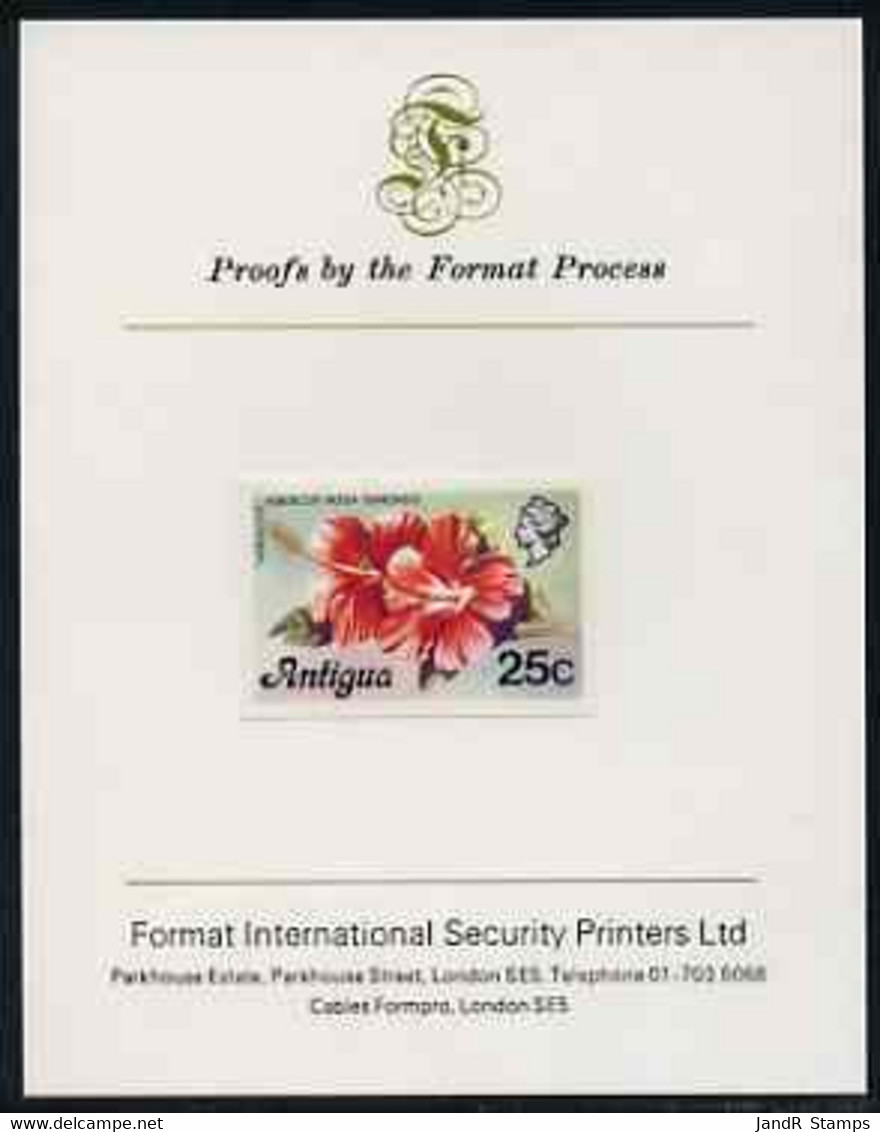 Antigua 1976 Hibiscus 25c (without Imprint) Imperf Proof On Format International Proof Card (as SG 479A) - Other & Unclassified