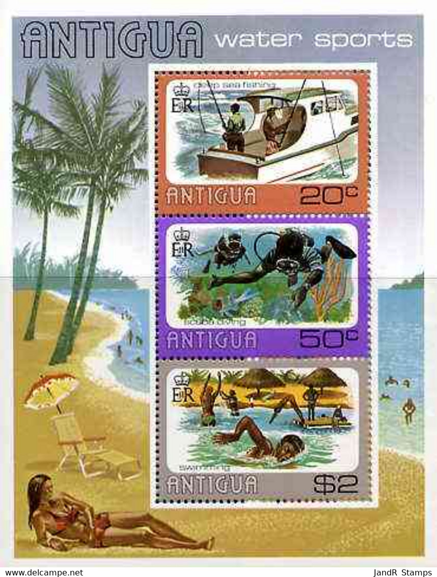 Antigua 1976 Water Sports Perf M/sheet U/m, SG MS509 - Autres & Non Classés