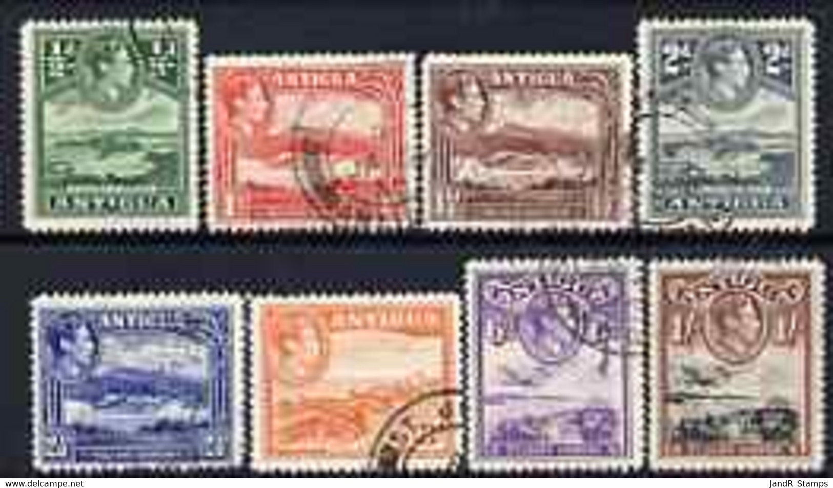 Antigua 1938-51 KG6 Set To 1s Fu, The 3d Probably With Type 17 Madame Joseph Forged Cancel - Other & Unclassified