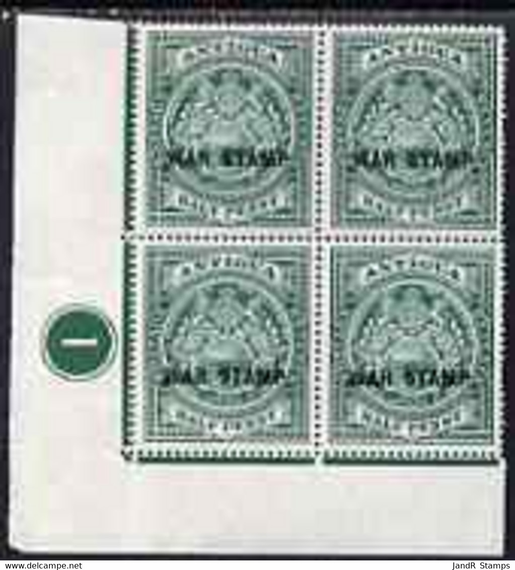 Antigua 1916-17 War Tax 1/2d Green (black Overprint) In SW Corner Plate Block Of 4 U/m, SG52 - Sonstige & Ohne Zuordnung