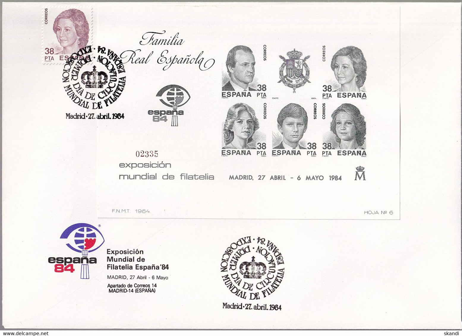 SPANIEN 1984 Mi-Nr. Block 27 Schwarzdruck FDC - Feuillets Souvenir