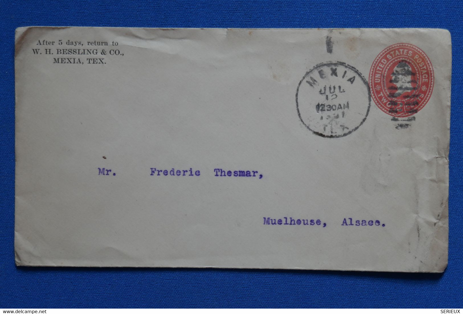 R23 ETATS UNIS USA BELLE LETTRE 1901 MEXIA POUR MULHOUSE FRANCE+ AFFRANCH INTERESSANT - Brieven En Documenten