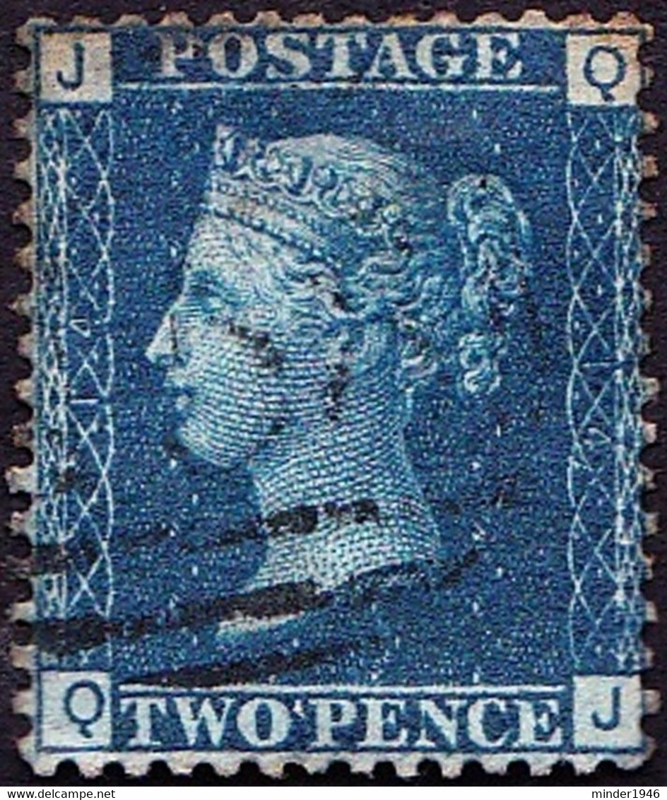 GREAT BRITAIN 1858 QV 2d BLUE PLATE 14 "JQ" SG47 Used - Usados