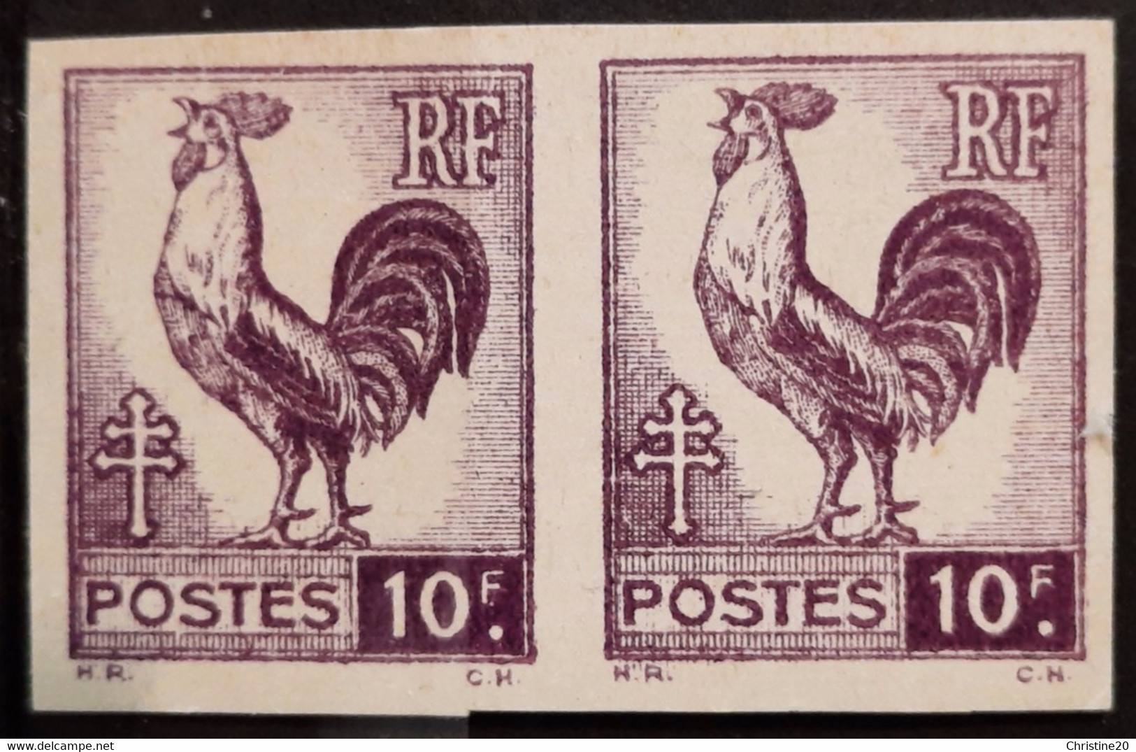 France 1944 Coq Et Marianne D'Alger N°646 Nd  En Paire ** TB Cote Maury 140€ - 1944 Coq Et Marianne D'Alger