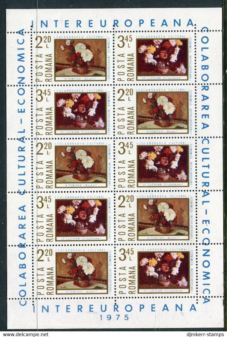 ROMANIA 1975 INTEREUROPA Sheetlet MNH  / **.  Michel 3258-59 Kb - Blocks & Kleinbögen