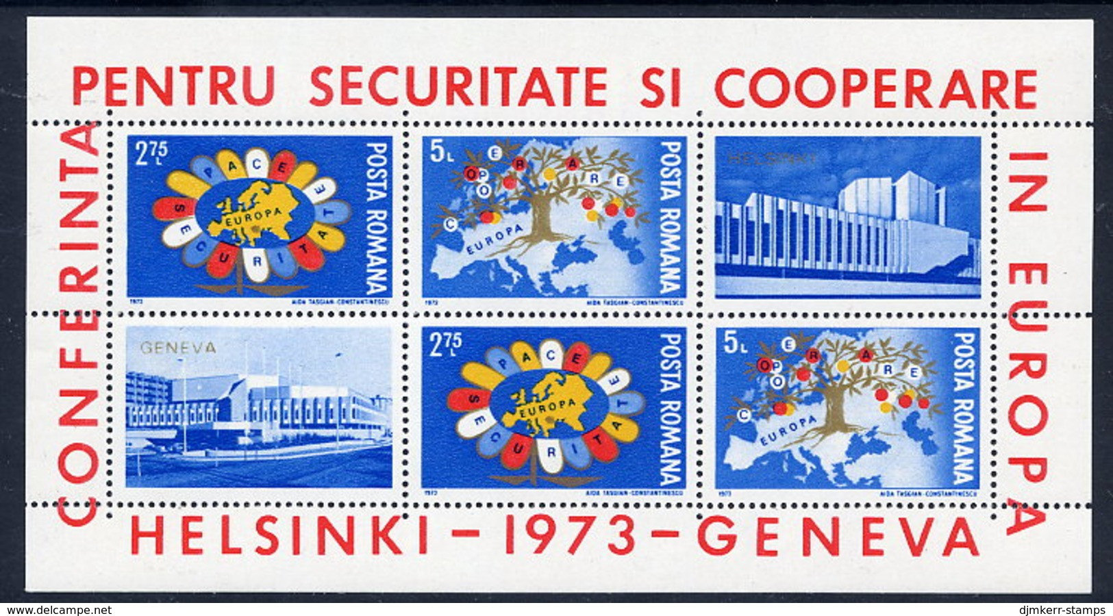 ROMANIA 1973 European Security Conference Block MNH / **.  Michel Block 108 - Blocks & Kleinbögen