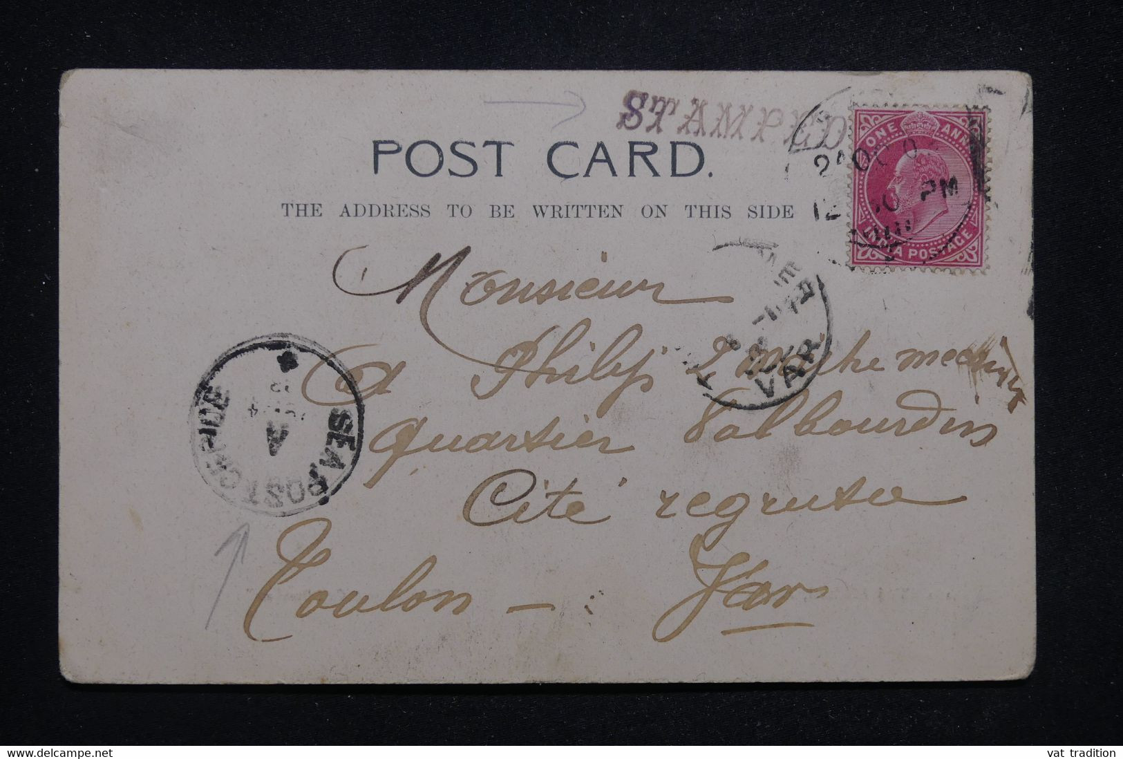 INDE - Oblitération Sea Post Office Sur Carte Postale De Agra En 1903 Pour La France - L 96907 - 1902-11  Edward VII