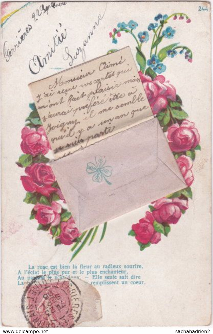 Fantaisie Avec Enveloppe. Couronne De Roses. 244 - Autres & Non Classés