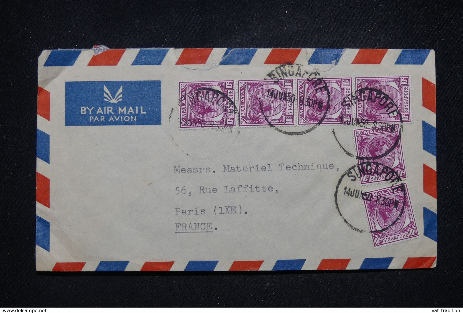 MALAISIE - Enveloppe Commerciale De Singapour Pour La France En 1950 - L 96923 - Federation Of Malaya