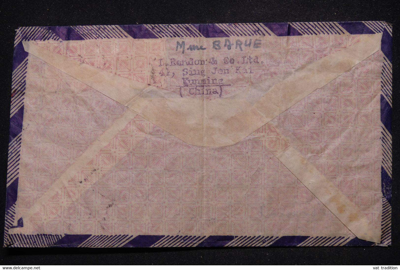 HONG KONG - Enveloppe Par Avion ( Griffe Hong Kong / Marseille ) Pour La France En 1947, Affr. Incomplet - L 96929 - Briefe U. Dokumente