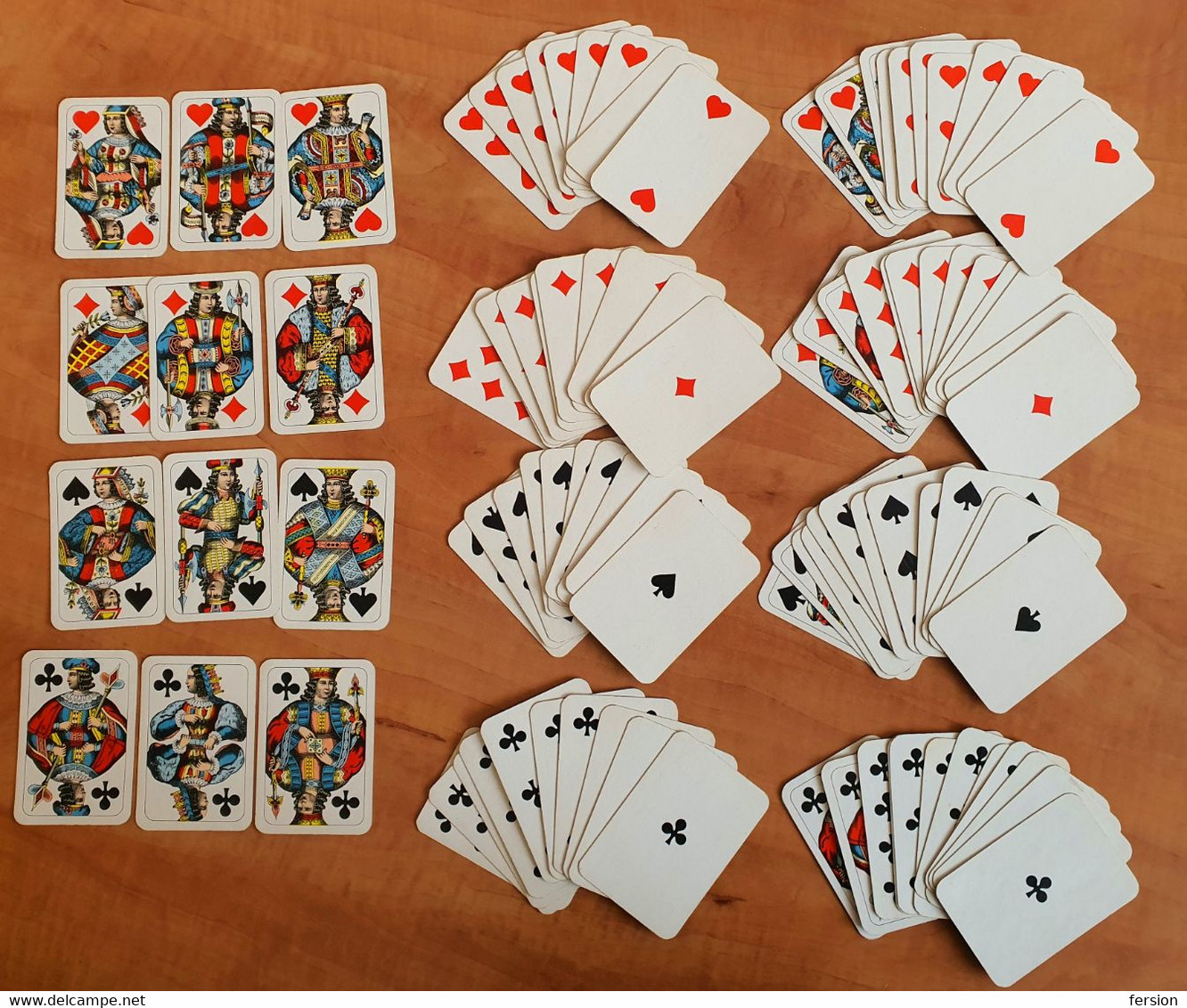 2 Sets Playing French Cards Card Piatnik / HUNGARY -  Used - WITHOUT Hearts ACEs (2x51 Cards) - In Hard Box - 54 Cards