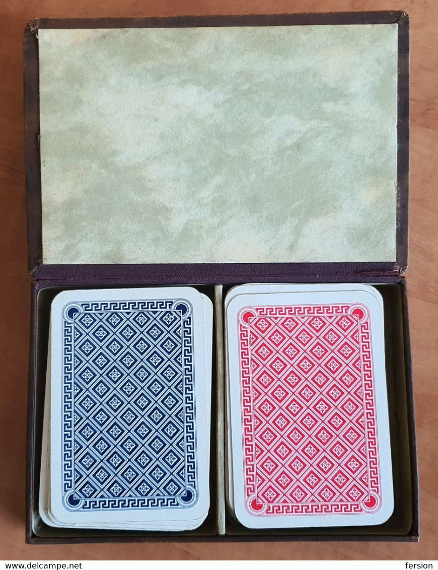 2 Sets Playing French Cards Card Piatnik / HUNGARY -  Used - WITHOUT Hearts ACEs (2x51 Cards) - In Hard Box - 54 Karten
