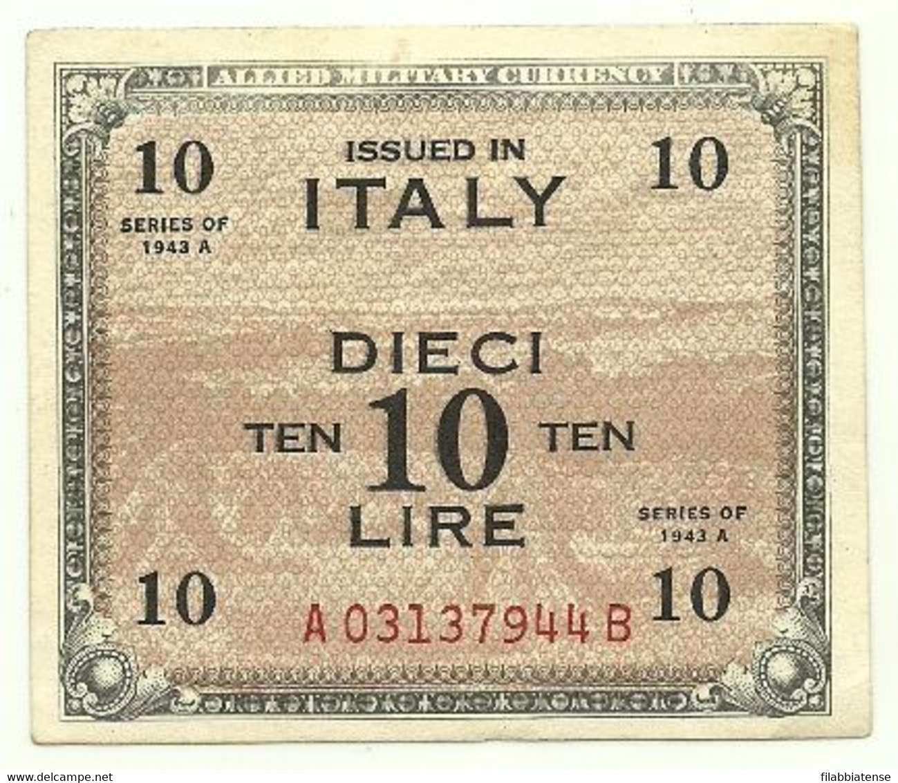 Italia - Occupazione Alleata 10 Lire 1943 Flc - Ocupación Aliados Segunda Guerra Mundial