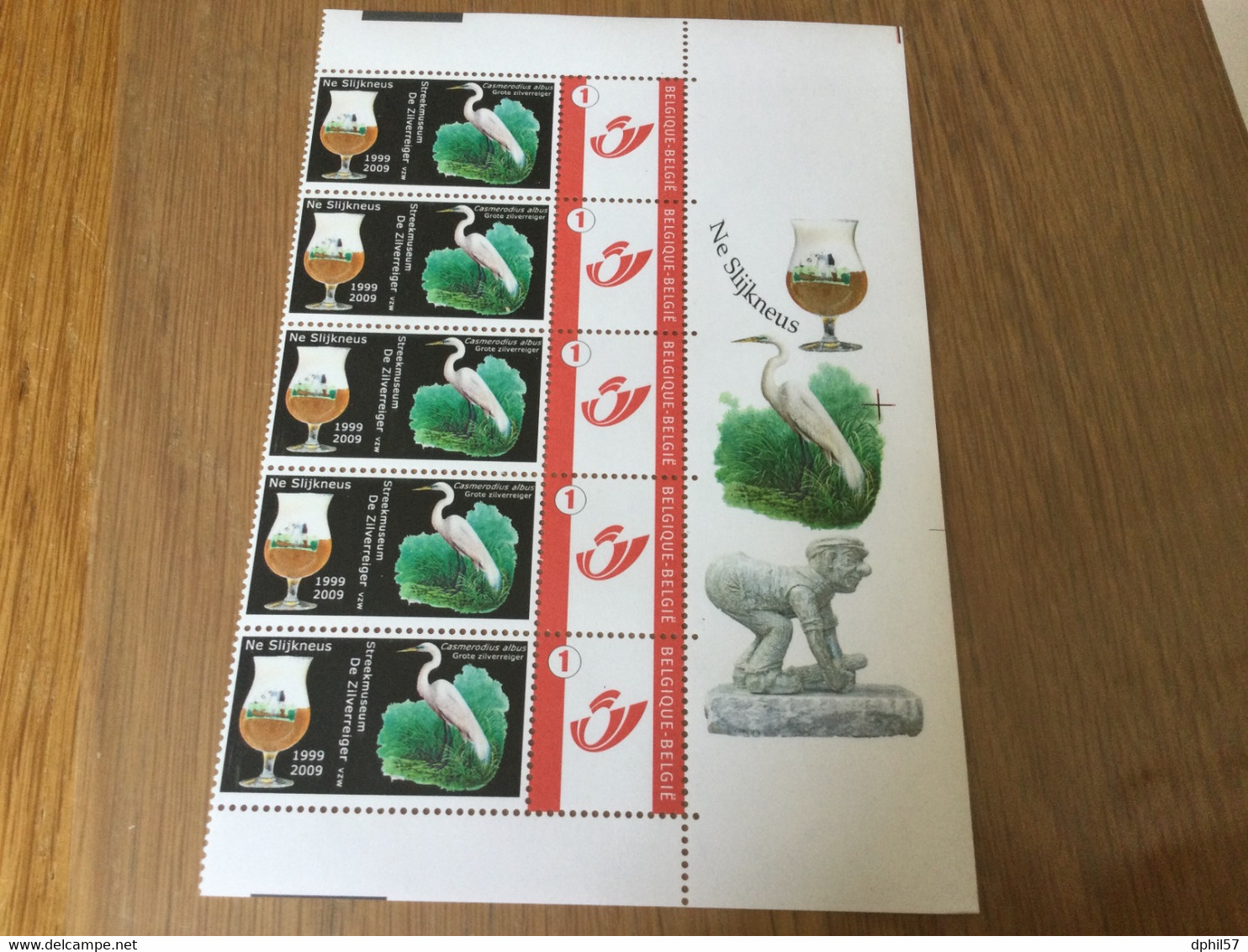 Belgique : Bande De 5 Timbres Personnalisés : Bière Et Oiseau (2009) - Other & Unclassified