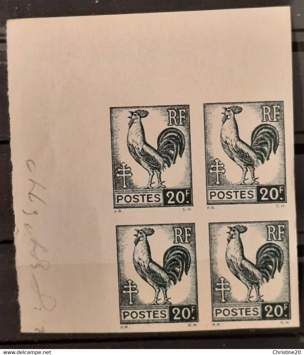 France 1944 Coq Et Marianne D'Alger N°648 Bloc De 4 CdF ** TB Cote Maury 320€ - 1944 Coq Et Marianne D'Alger