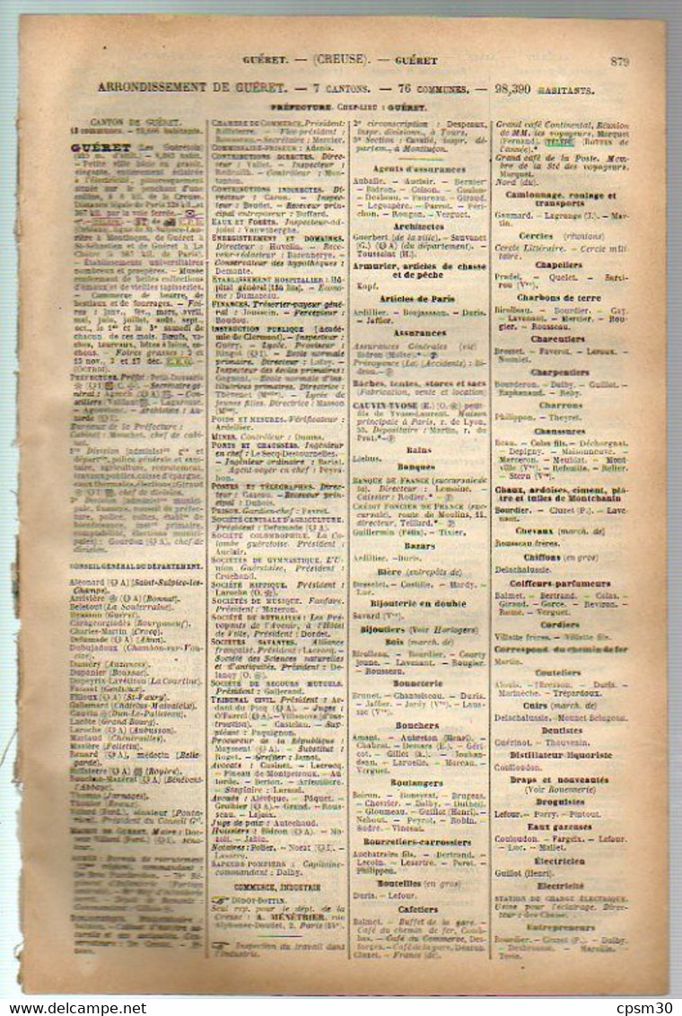 ANNUAIRE - 23 - Département Creuse - Année 1907 - édition Didot-Bottin - 19 Pages - Annuaires Téléphoniques