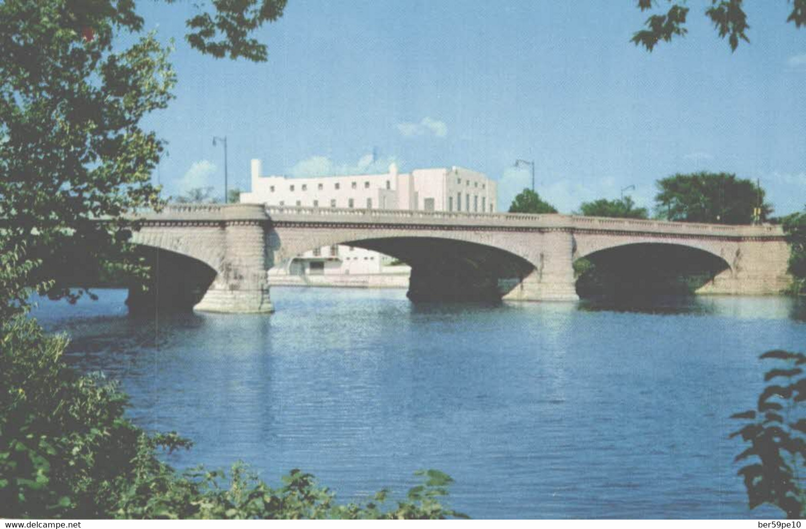 30 Th STREET BRIDGE WHITE RIVER SHOWING U. S. NAVAL ARMORY INDIANAPOLIS INDIANA - Indianapolis