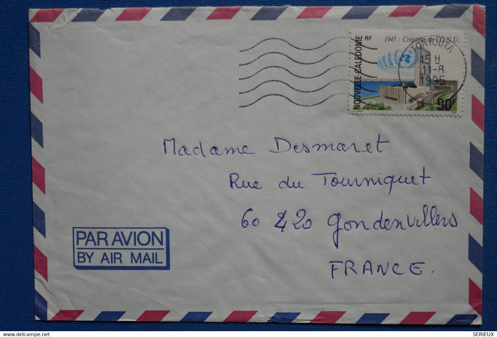 R23 NOUVELLE CALEDONIE BELLE LETTRE 1995 NOUMEA POUR GONDEVILLIERS FRANCE+90F + AFFRANCH INTERESSANT - Lettres & Documents