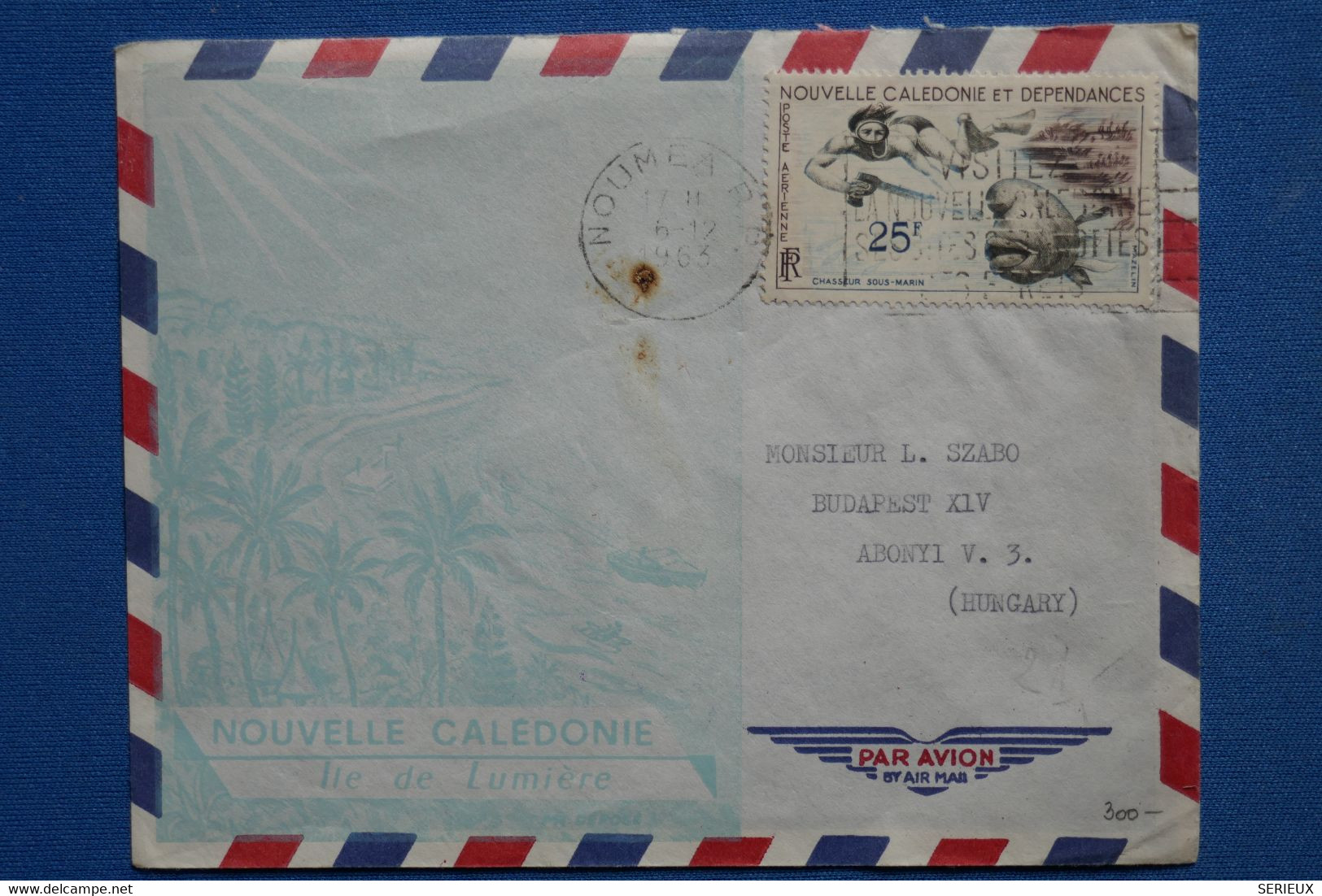 R23 NOUVELLE CALEDONIE BELLE LETTRE ASSEZ RARE 1963 NOUMEA POUR BUDAPEST HONGRIE +PA N° 69  ++AFFRANCH PLAISANT - Storia Postale