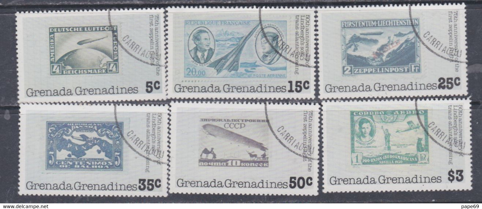 Grenadines N° 234 / 39  O 50è Anniv. Traversée Atlantique Nord Lindbergh, Les 6 Valeurs Oblitérées, TB - America (Other)