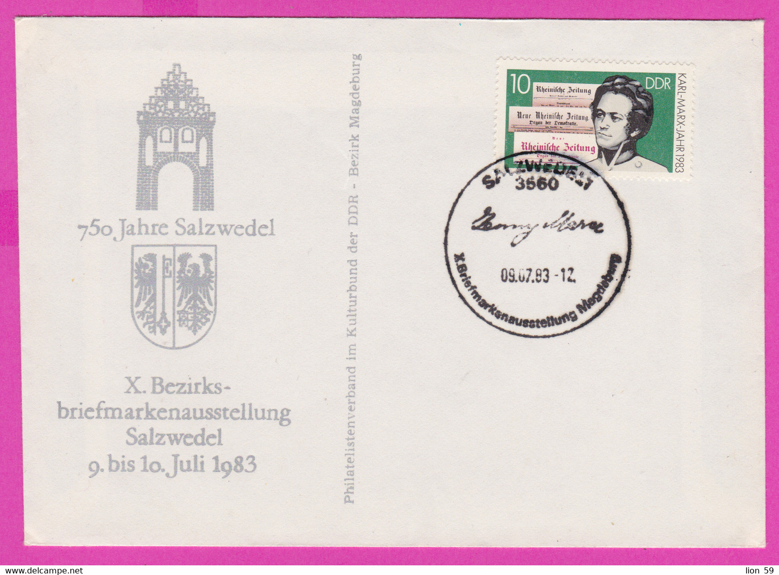 263332 / Cover 1983 Germany DDR Karl Marx , 750. Jahre Salzwedel , Deutschland Allemagne - Karl Marx