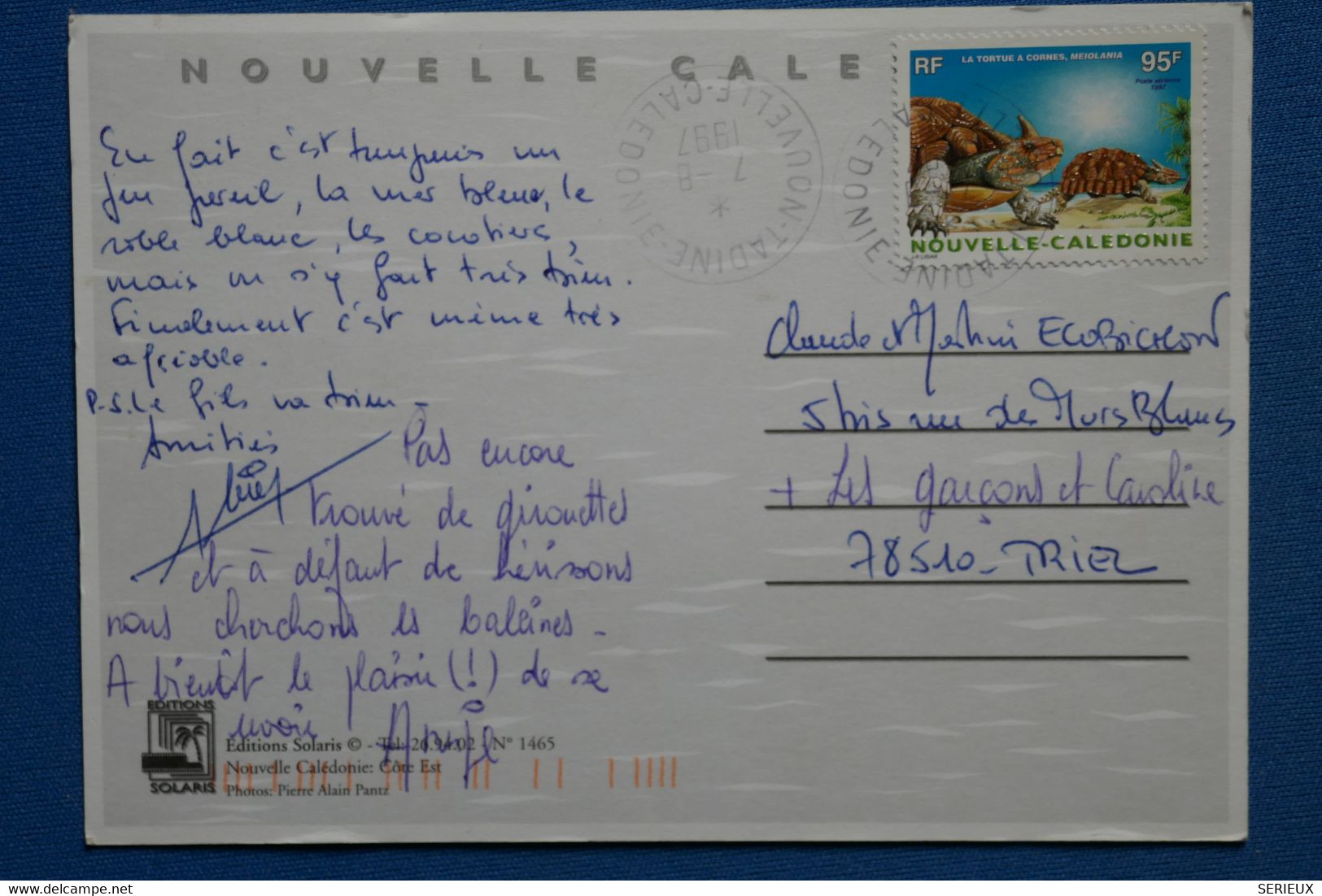 R23 NOUVELLE CALEDONIE BELLE CARTE 1997 NOUMEA POUR TRIEL FRANCE + AFFRANCH PLAISANT - Storia Postale