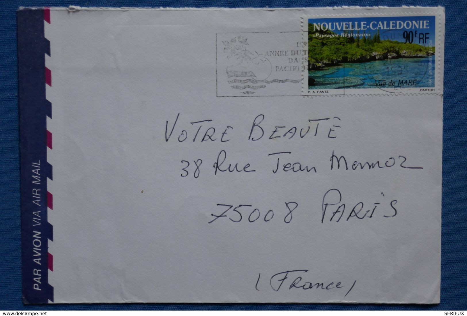 R23 NOUVELLE CALEDONIE BELLE LETTRE  1995 NOUMEA POUR PARIS FRANCE+ AFFRANCH INTERESSANT - Cartas & Documentos