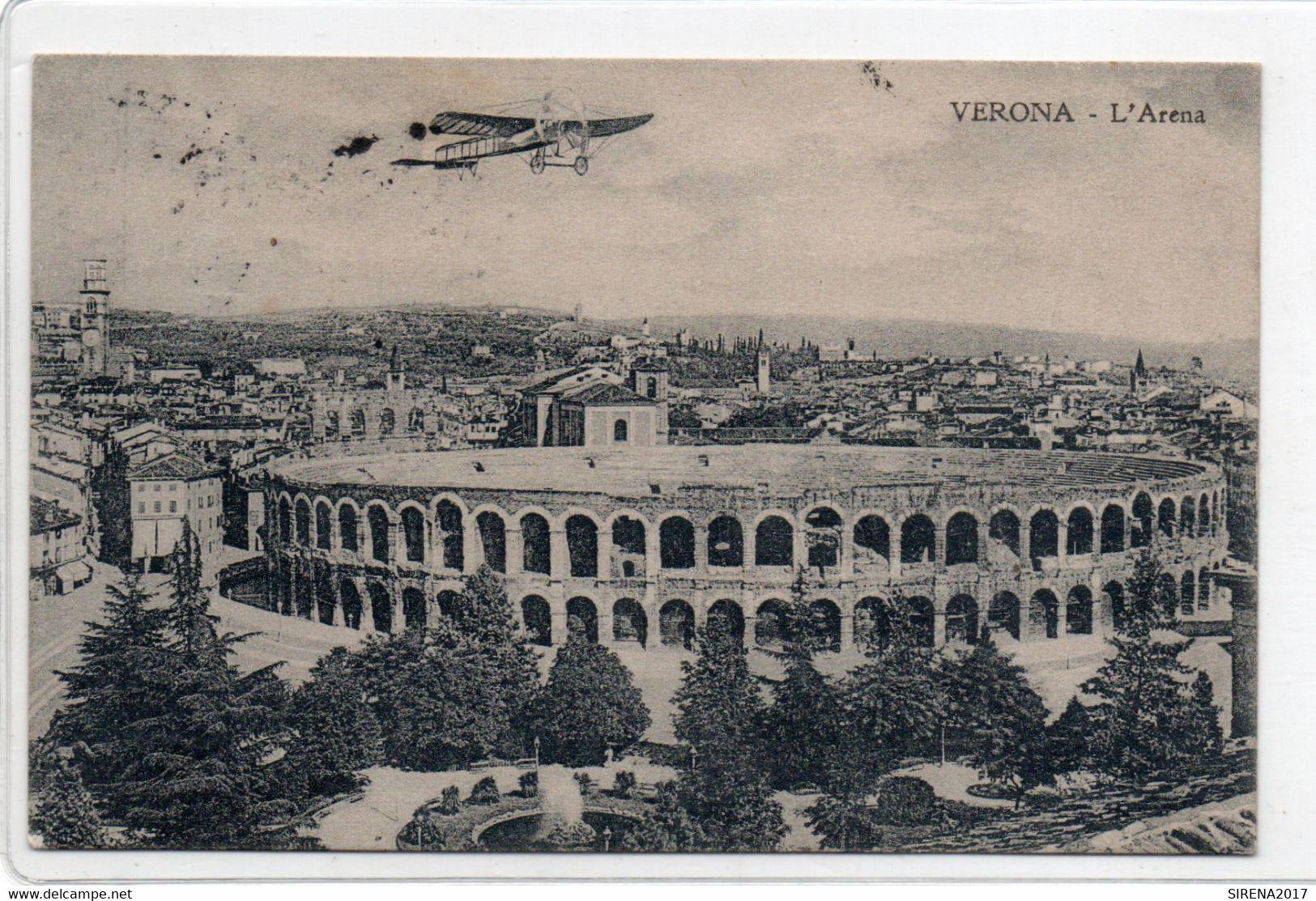 VERONA - L' ARENA - Aereo Dipinto - VIAGGIATA - Verona