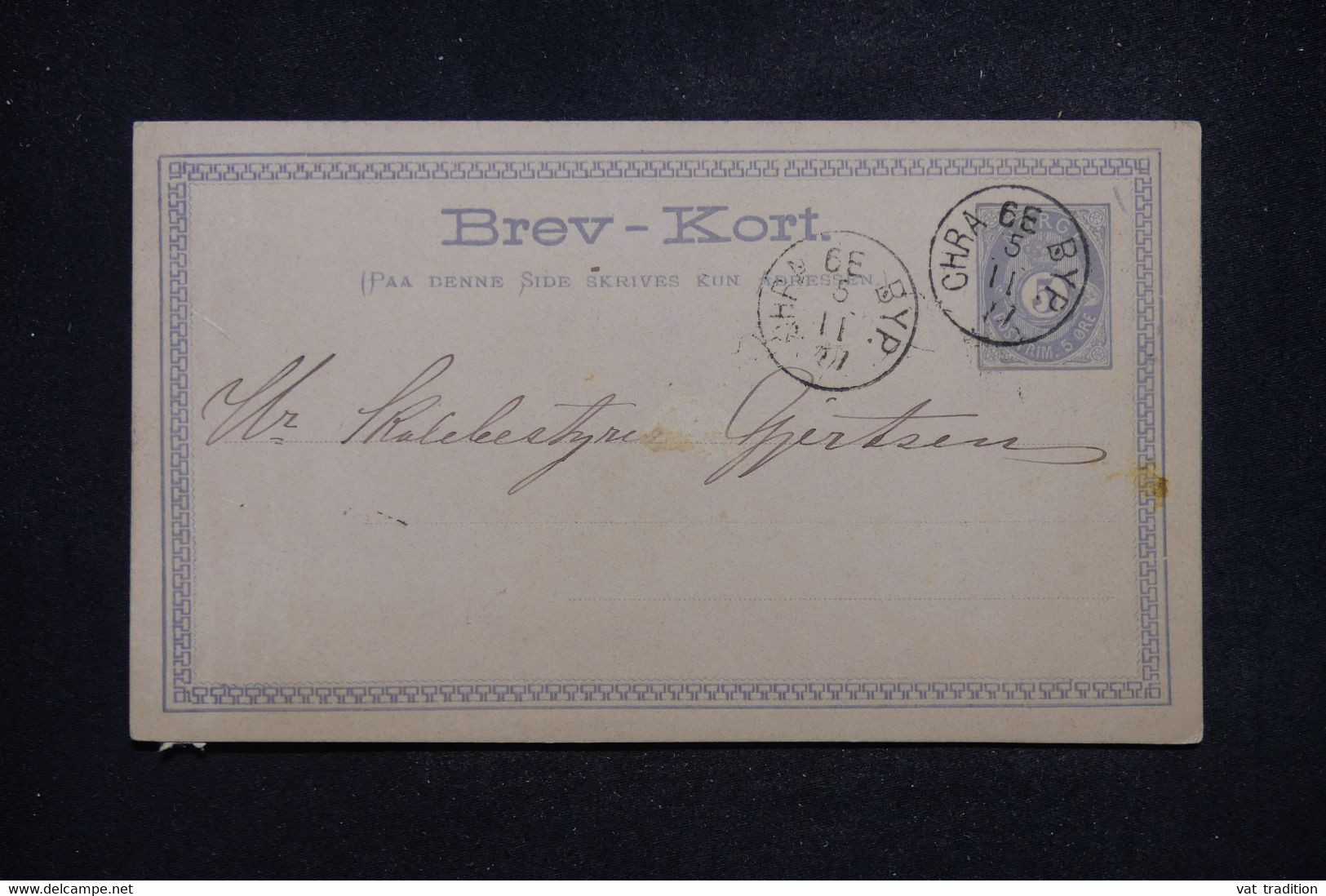 NORVEGE - Oblitération " Chra  6E Byp " Sur Entier Postal En 1877 - L 96963 - Postwaardestukken