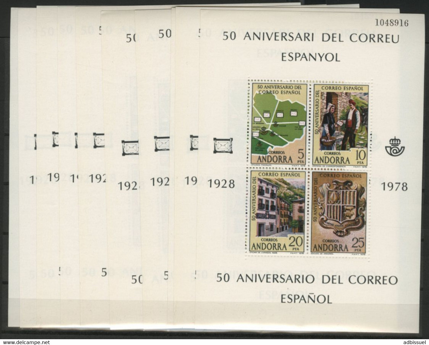 Bloc Feuillet N° 1 (x10) 10 BLOCS FEUILLETS NEUFS ** (MNH). Andorra 50 Aniversari Del Correu Espanyol. TB - Ungebraucht