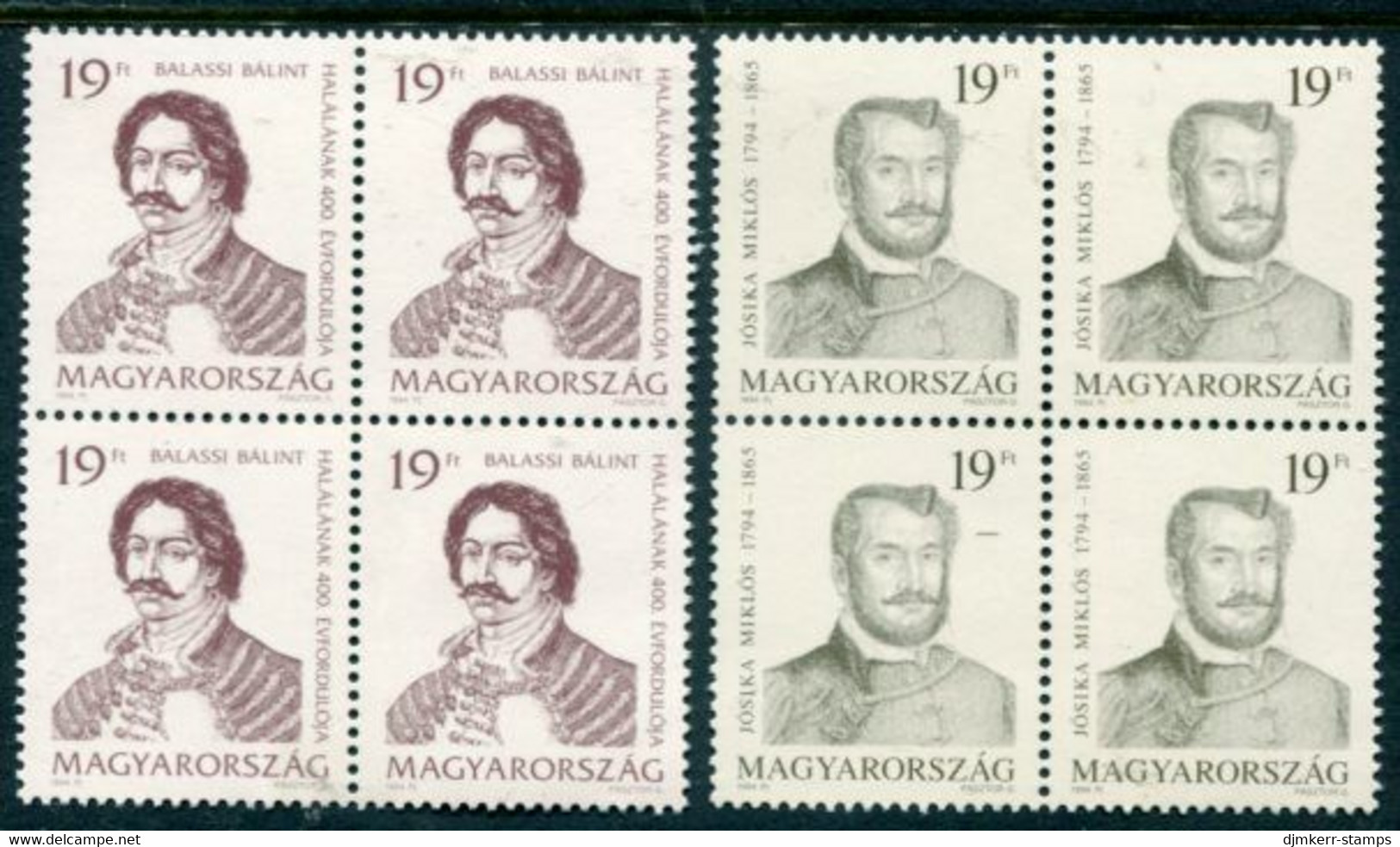 HUNGARY 1994 Literary Personalities Blocks Of 4  MNH / **.  Michel 4292-93 - Neufs