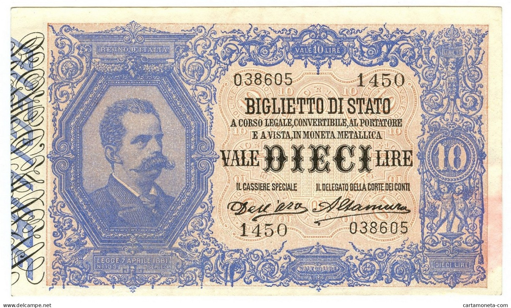 10 LIRE BIGLIETTO DI STATO EFFIGE UMBERTO I 13/01/1911 BB/SPL - Otros