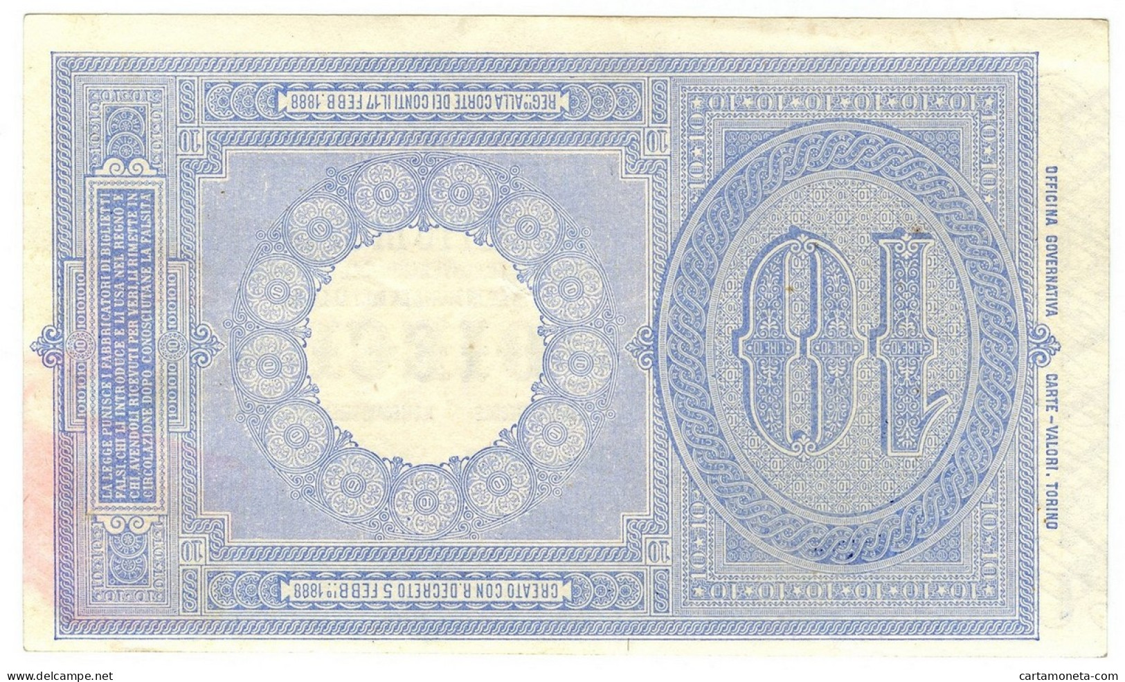 10 LIRE BIGLIETTO DI STATO EFFIGE UMBERTO I 13/01/1911 BB/SPL - Regno D'Italia – Autres